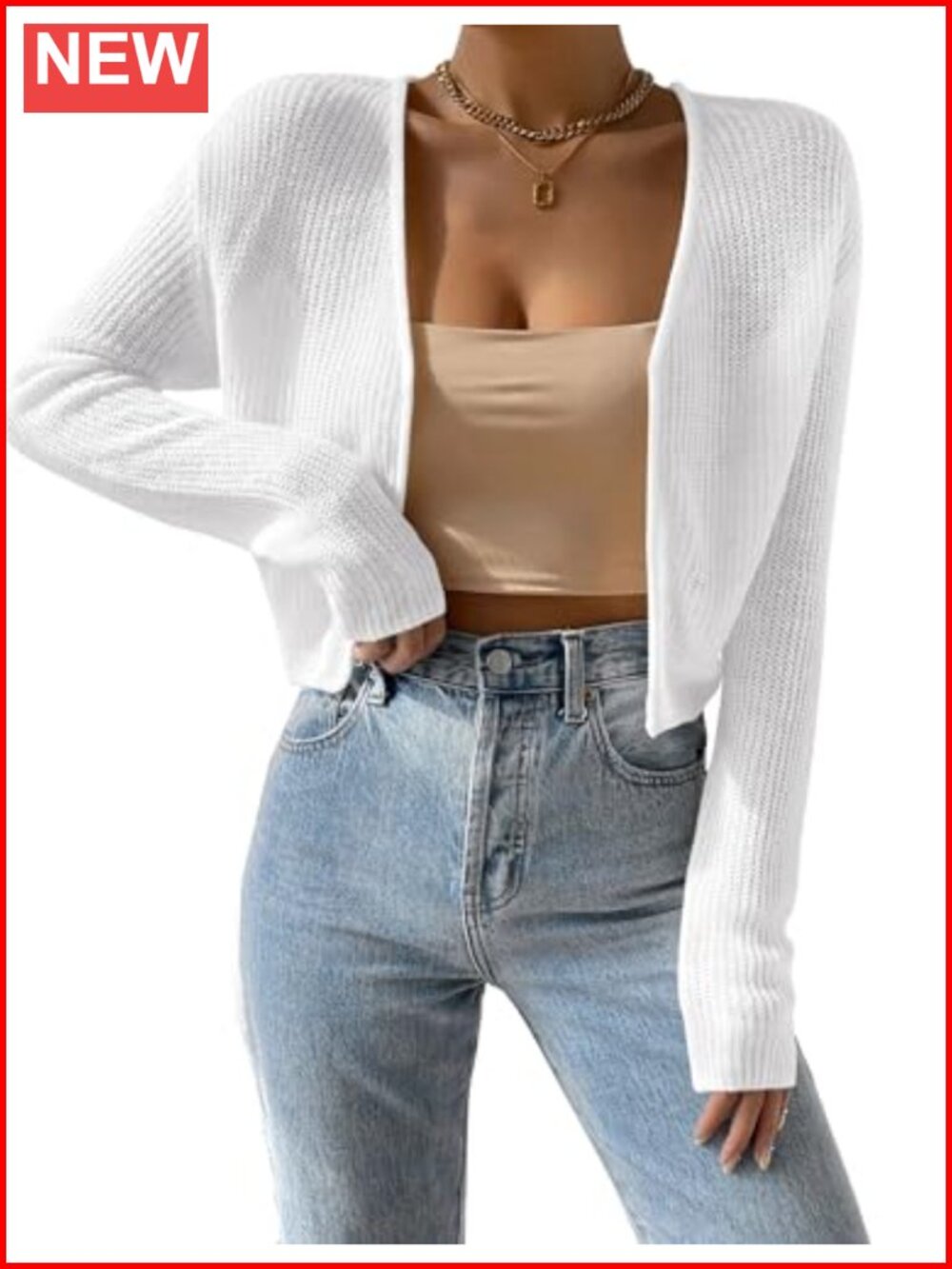 Cropped Cardigan Sweater Open Front Long Sleeve Lightweight Bolero Shrug